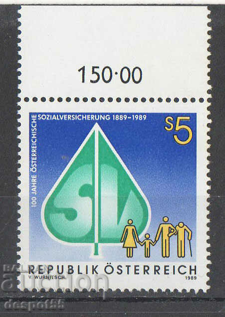1989. Австрия. 100 год. на социалното осигуряване в Австрия.