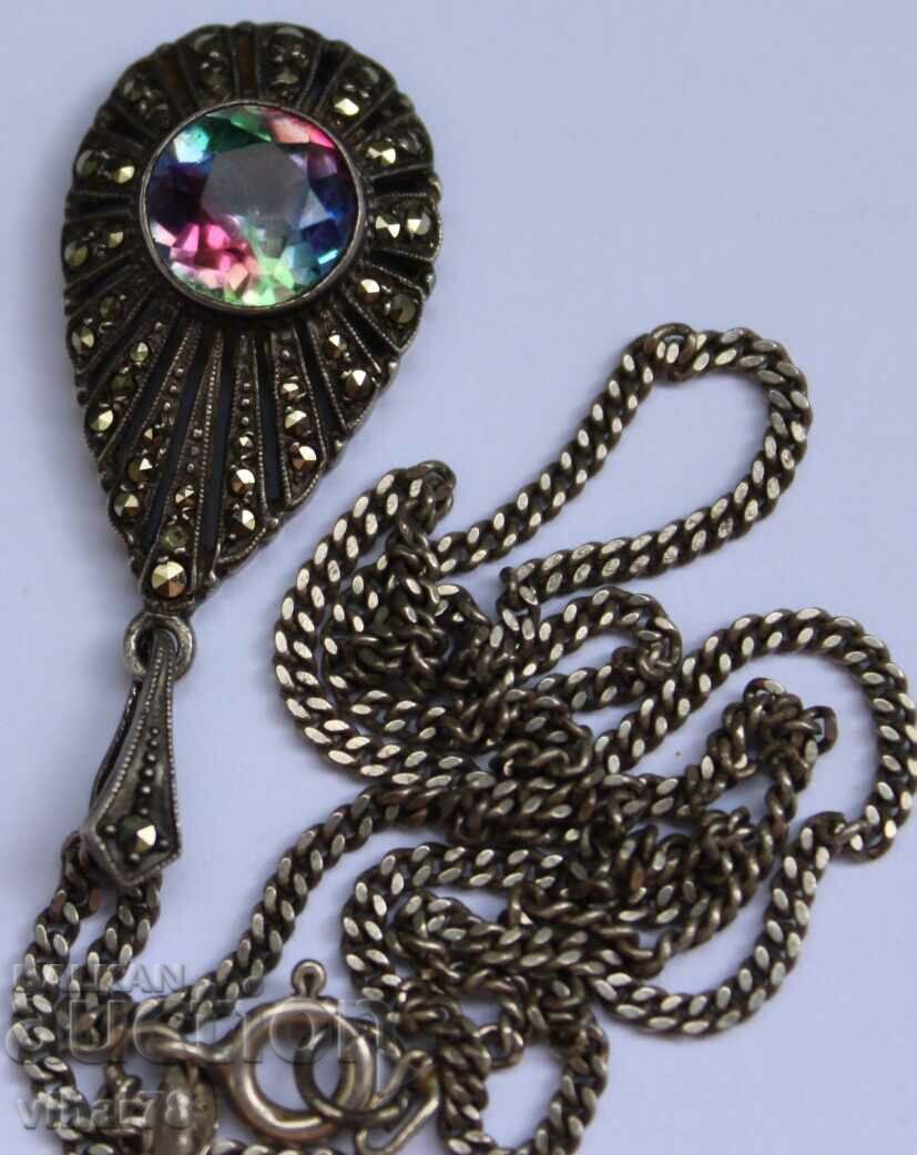 Аукцион СРЕБЪРНА ВИСУЛКА-МАРКАЗИТИ ЗАОБИКОЛИЛИ МИСТИК ТОПАЗ,935 ПРОБ Аукцион СРЕБЪРНА ВИСУЛКА-МАРКАЗИТИ ЗАОБИКОЛИЛИ МИСТИК ТОПАЗ,935 ПРОБ