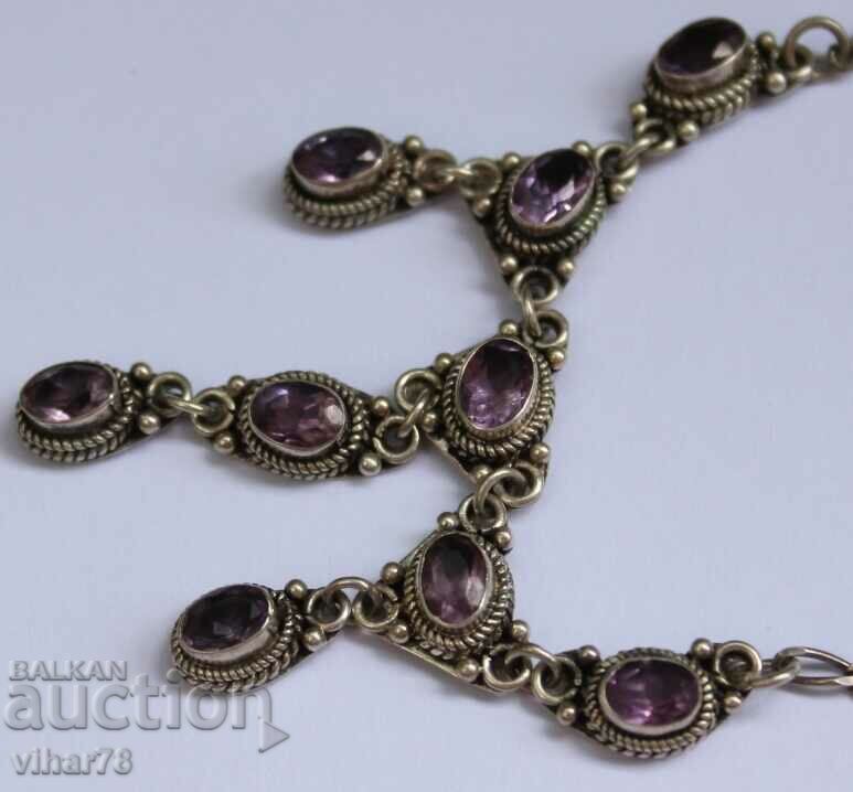 SILVER NECKLACE WITH AMETHYSTS with price 219.99 BGN | € 112.48 SILVER NECKLACE WITH AMETHYSTS with price 219.99 BGN | € 112.48