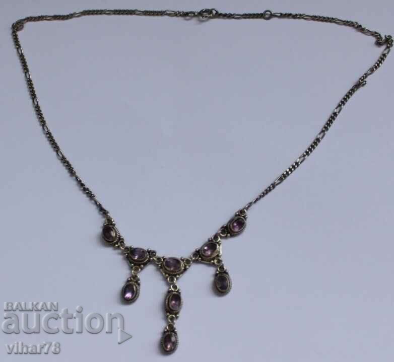 SILVER NECKLACE WITH AMETHYSTS - 5 SILVER NECKLACE WITH AMETHYSTS - 5
