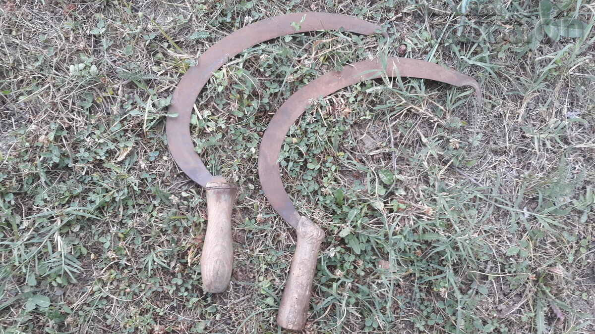two antique sickles one marked AUSTRIA with price 41.00 BGN | € 20.96 two antique sickles one marked AUSTRIA with price 41.00 BGN | € 20.96