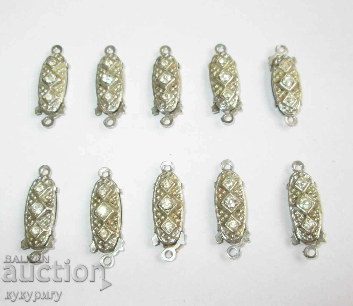 Lot of 10 vintage Art Deco clasps for jewelry necklace