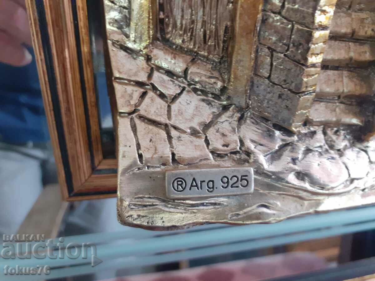 Auction Large Amazing Italian Silver 3D Painting - Mirror Auction Large Amazing Italian Silver 3D Painting - Mirror