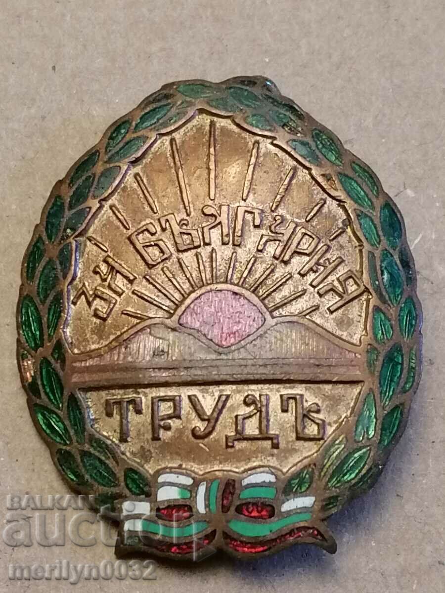 Embroidery sign ТРУД ЗА БЪЛГАРИЯ цар Борис ||| medal badge