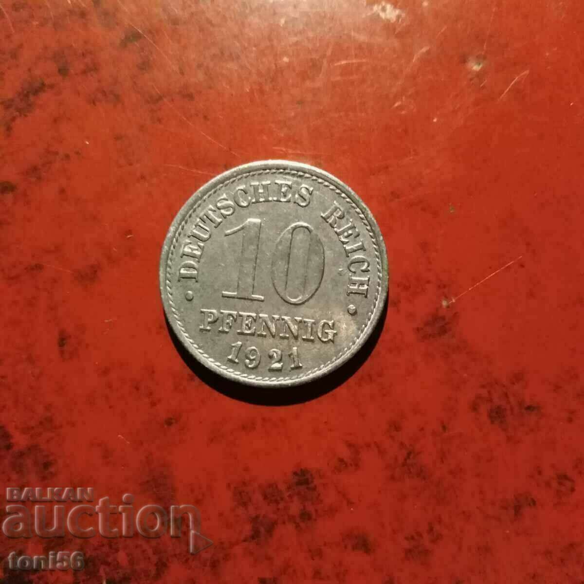 Γερμανία 10 pfennig 1921 - Zn