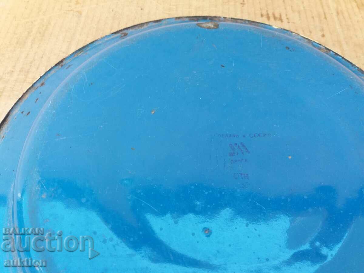 ENAMEL SOC. BOWL, TRAY USSR WITH MARKINGS - 6 ENAMEL SOC. BOWL, TRAY USSR WITH MARKINGS - 6