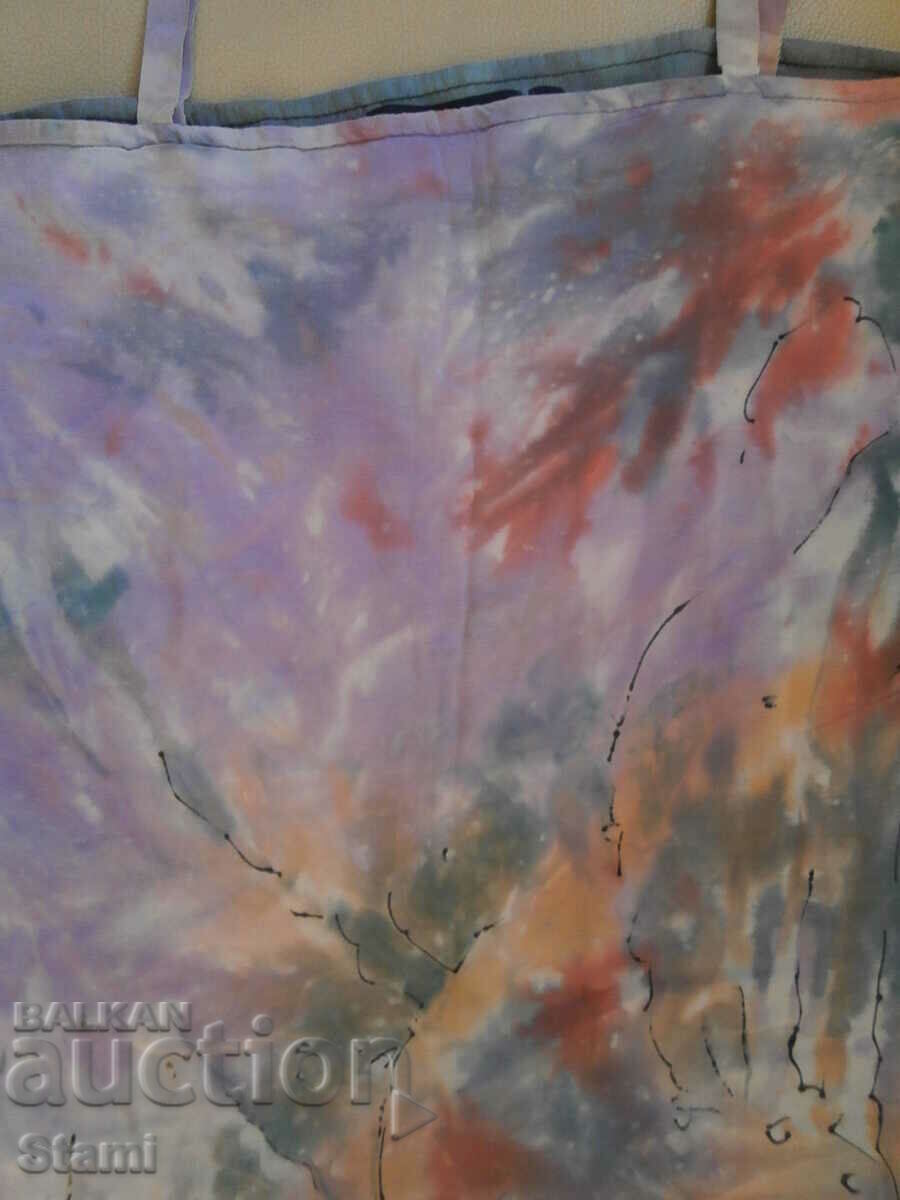 Hand painted strapless blouse on natural silk, S - 5