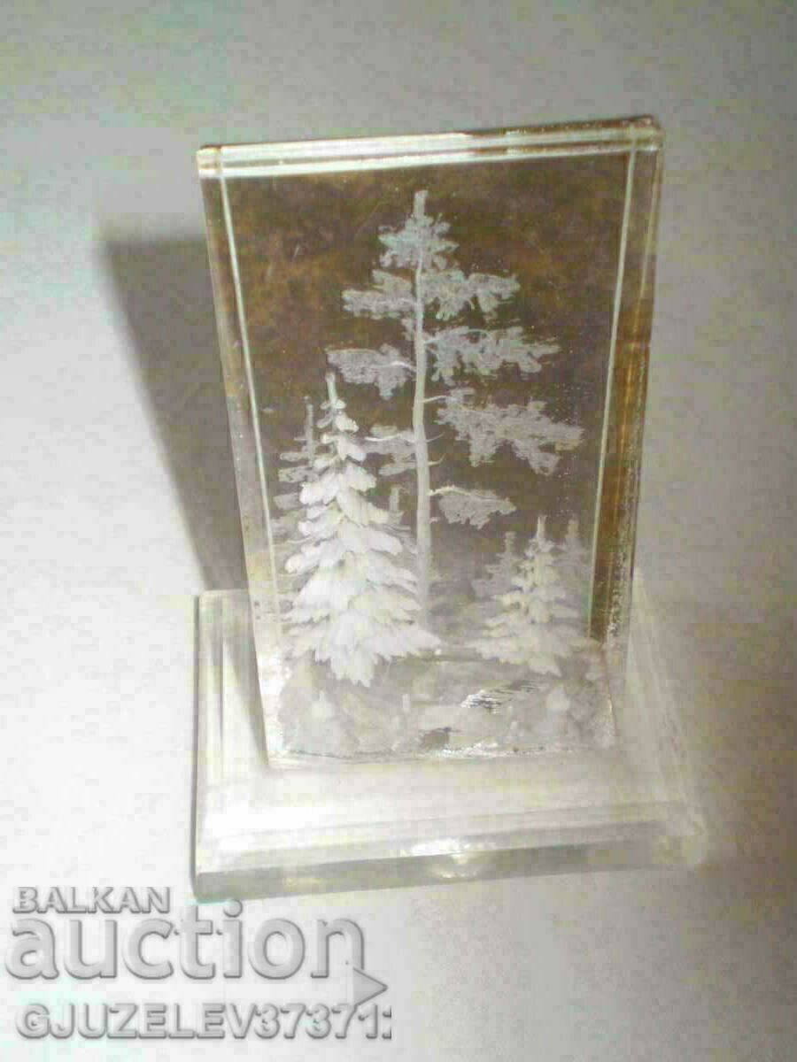 collector's stand holder plaque winter view ussr - 7 collector's stand holder plaque winter view ussr - 7
