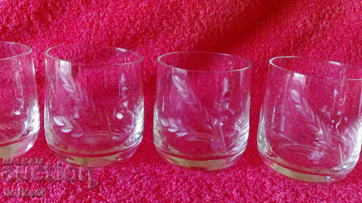 Auction Lot Old 6 pcs. Glass glasses Service for brandy engraved Auction Lot Old 6 pcs. Glass glasses Service for brandy engraved
