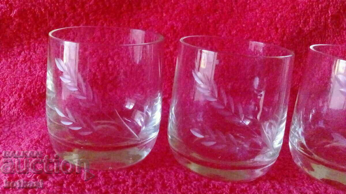 Delivery of Lot Old 6 pcs. Glass glasses Service for brandy engraved Delivery of Lot Old 6 pcs. Glass glasses Service for brandy engraved