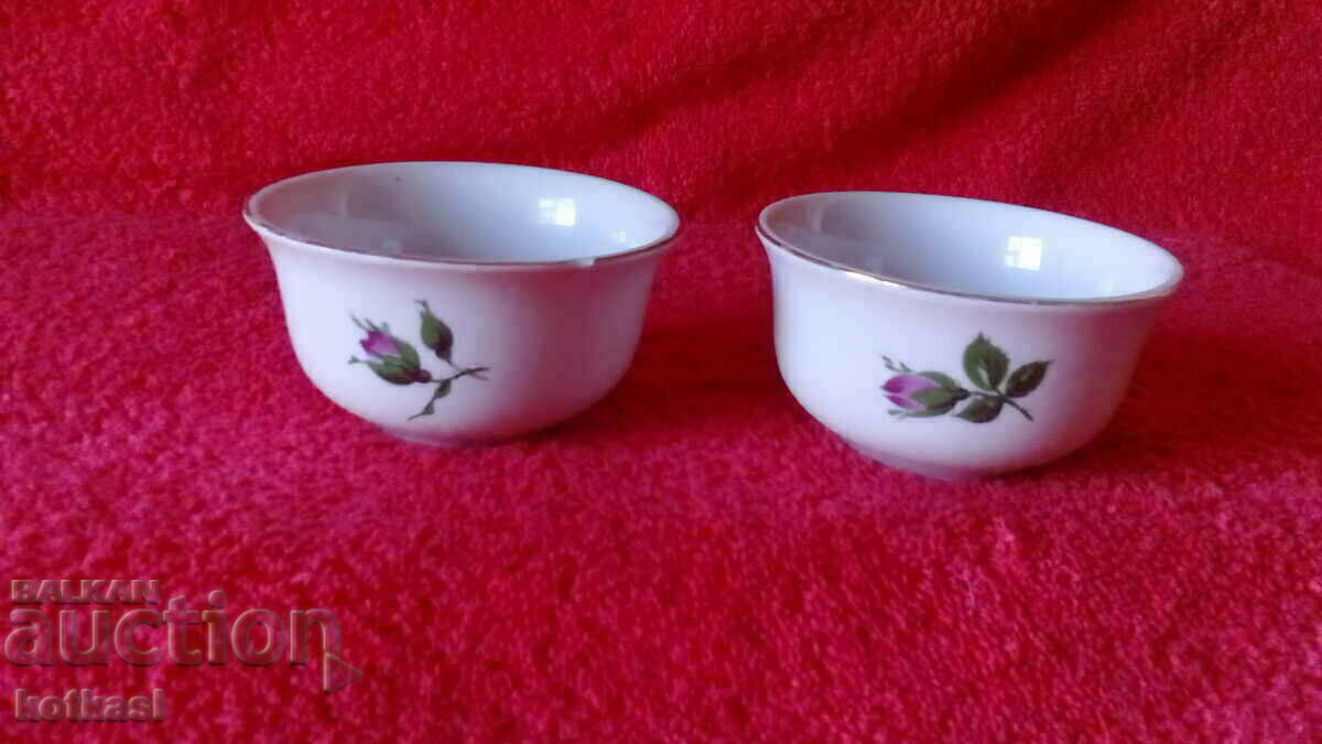Lot of 2 old porcelain coffee cups without handles cups