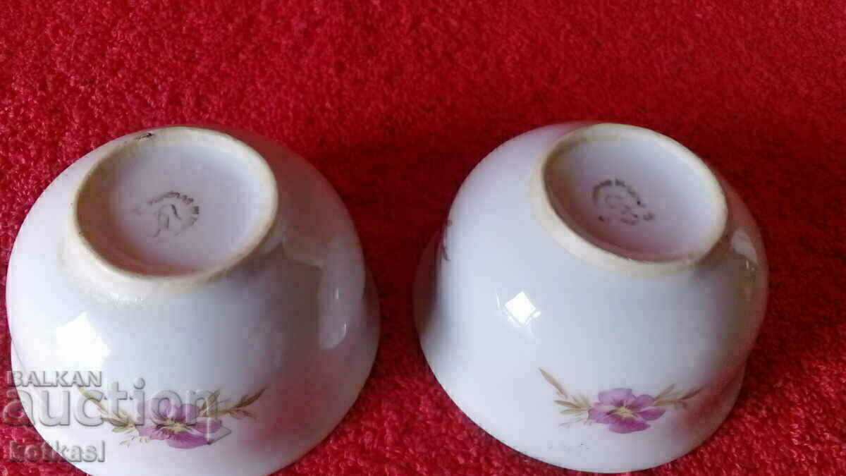 Delivery of Old porcelain 2 pc coffee cups without handles, "fildzhani" (small cups), mark Bul Delivery of Old porcelain 2 pc coffee cups without handles, "fildzhani" (small cups), mark Bul