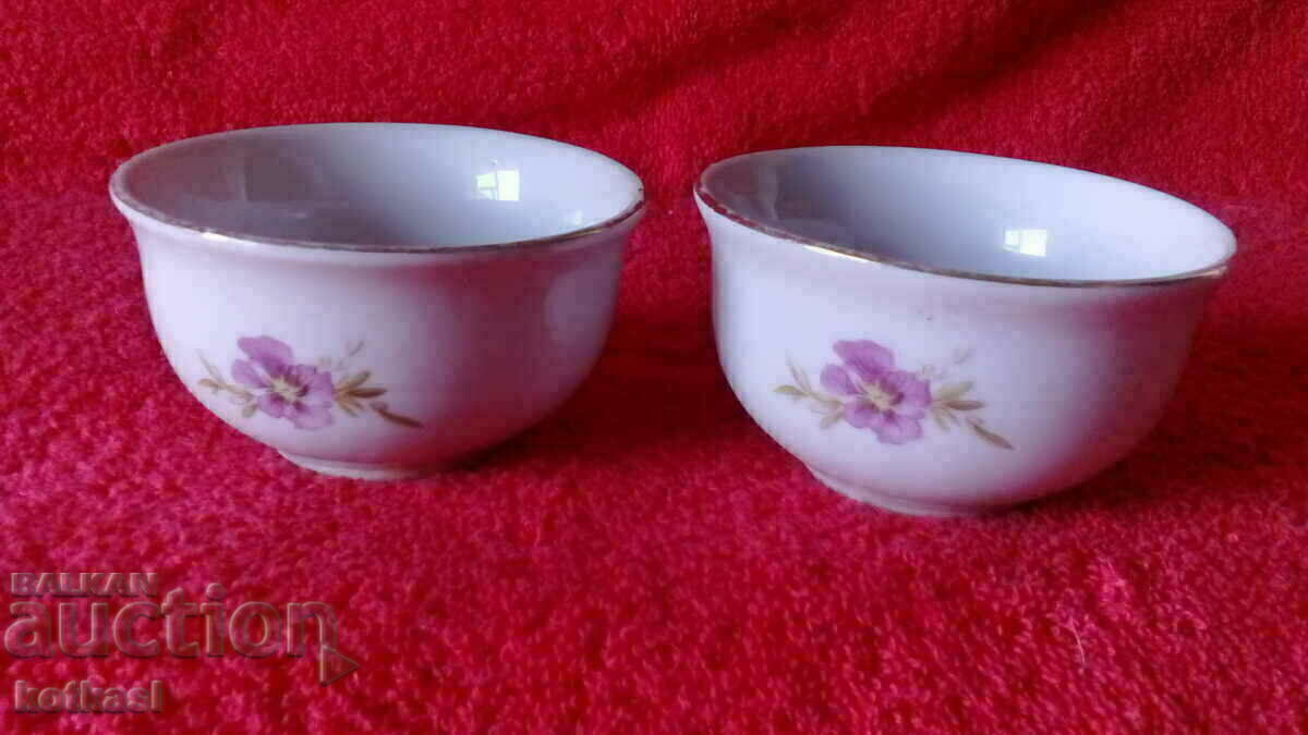 Lot of 2 old porcelain coffee cups without handles