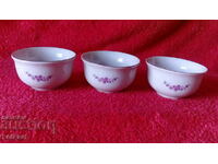 Lot of 3 old porcelain coffee cups without handles cups