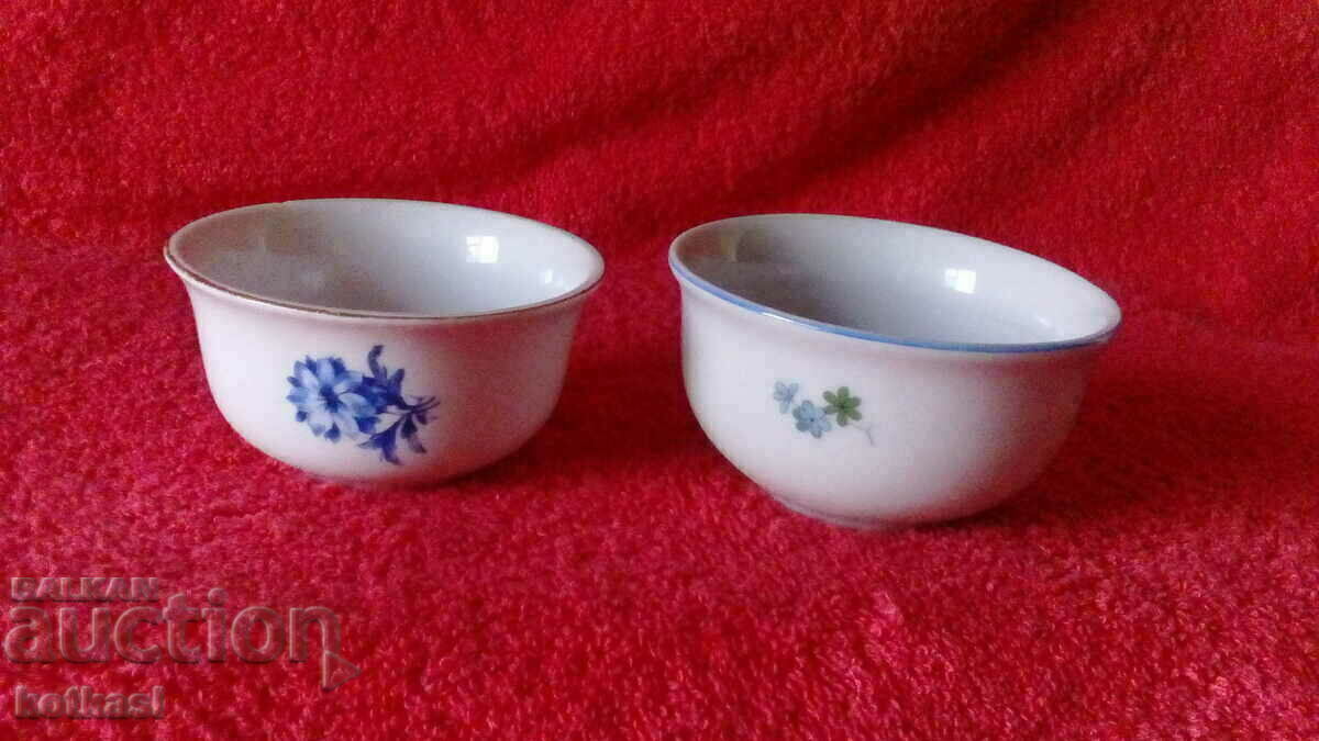 Lot of 2 old porcelain coffee cups without handles cups