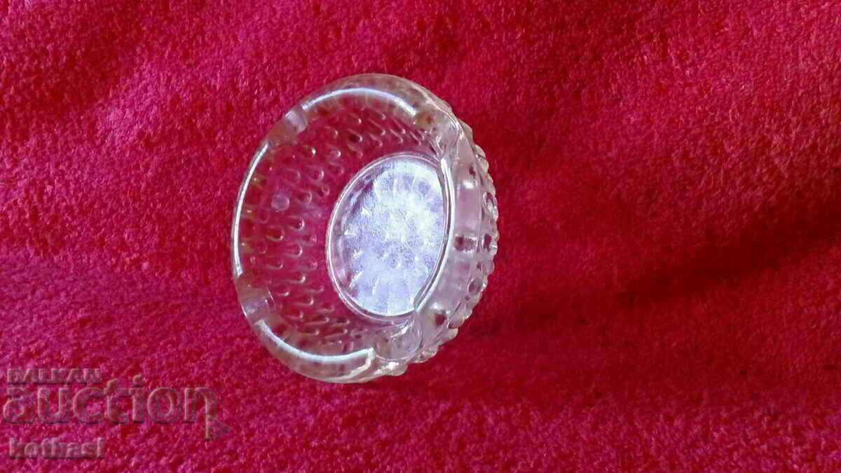 Old massive Bulgarian glass crystal ashtray 325 g. - 7 Old massive Bulgarian glass crystal ashtray 325 g. - 7