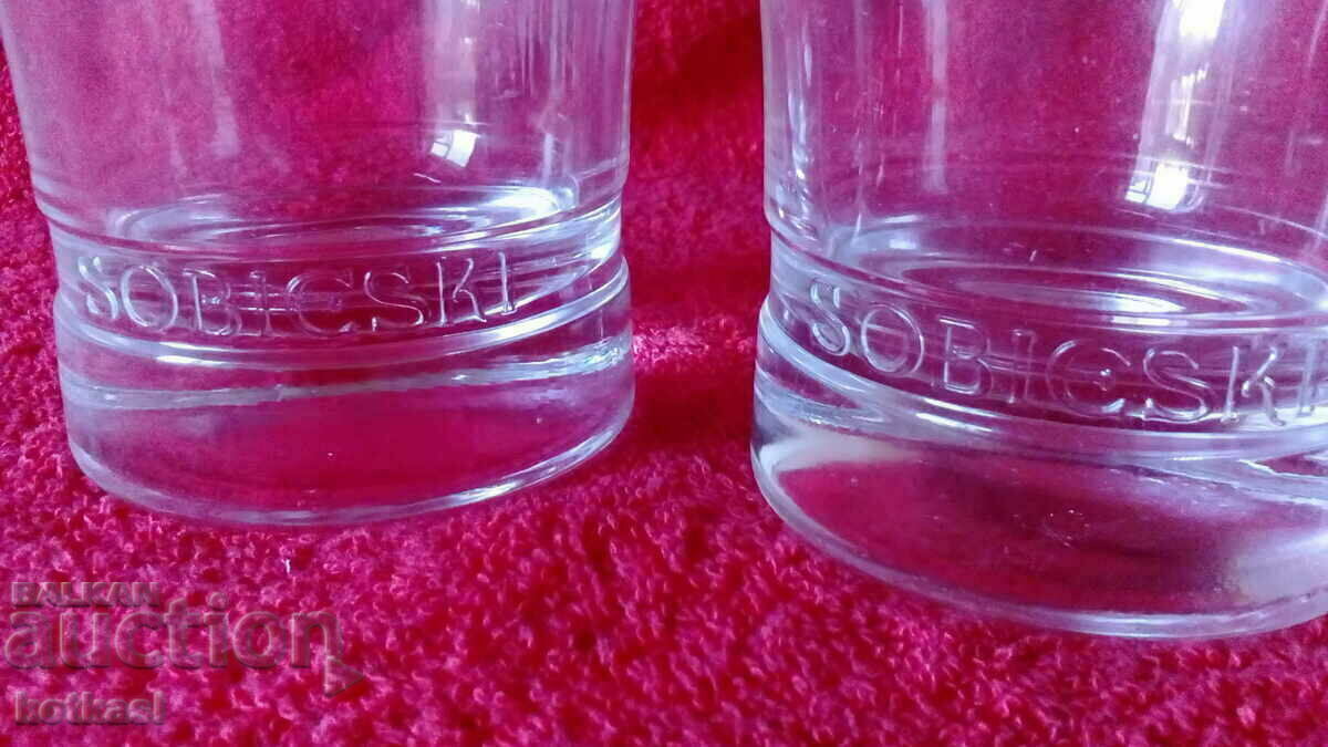 Auction  Lot 2 pcs. glass crystal glasses Vodka Sobieski SOBIESKI