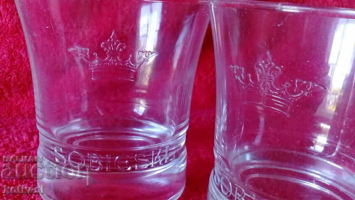 Lot 2 pcs. glass crystal glasses Vodka Sobieski SOBIESKI - 5