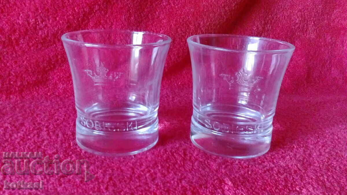 Lot 2 pcs. glass crystal glasses Vodka Sobieski SOBIESKI