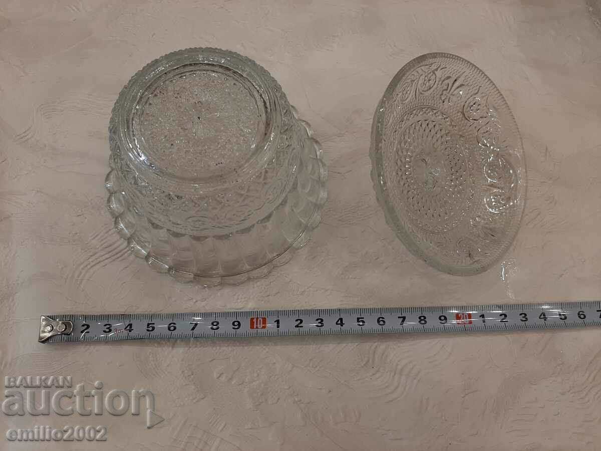 Auction  Glass sugar bowl retro social
