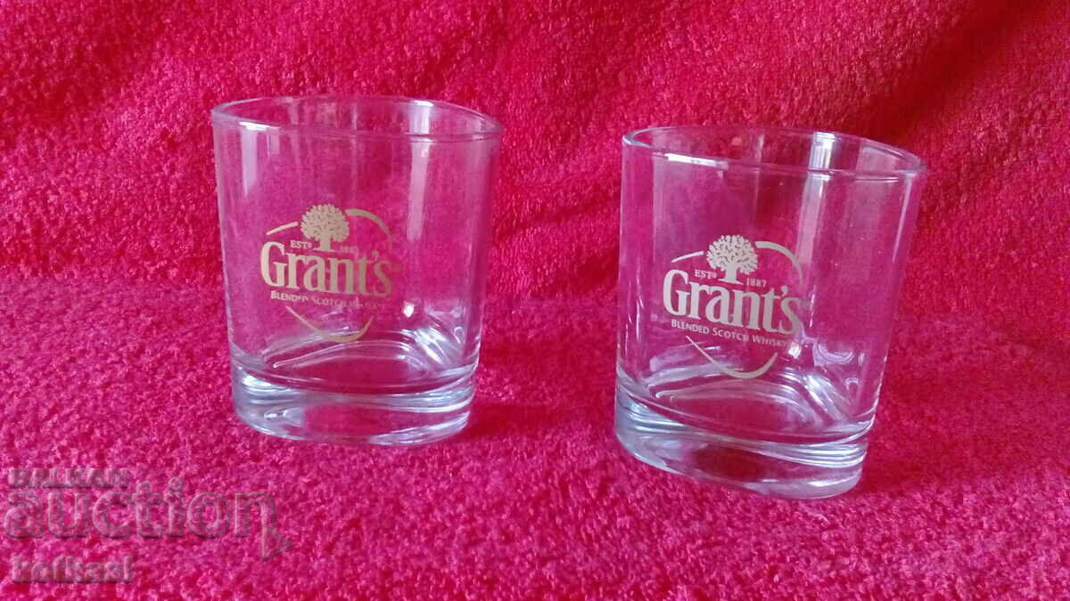 Lot of 2 Grants whiskey glasses