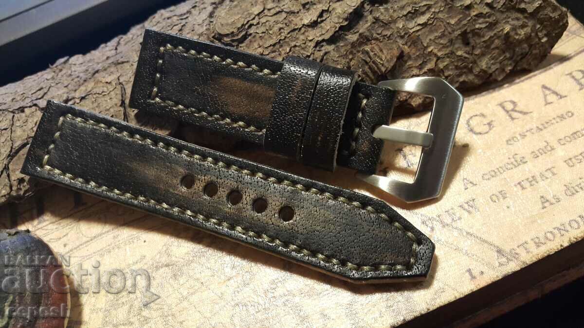 Leather Watch Strap 24mm Genuine Leather Handmade 199 with price 40.00 BGN | € 20.45 Leather Watch Strap 24mm Genuine Leather Handmade 199 with price 40.00 BGN | € 20.45