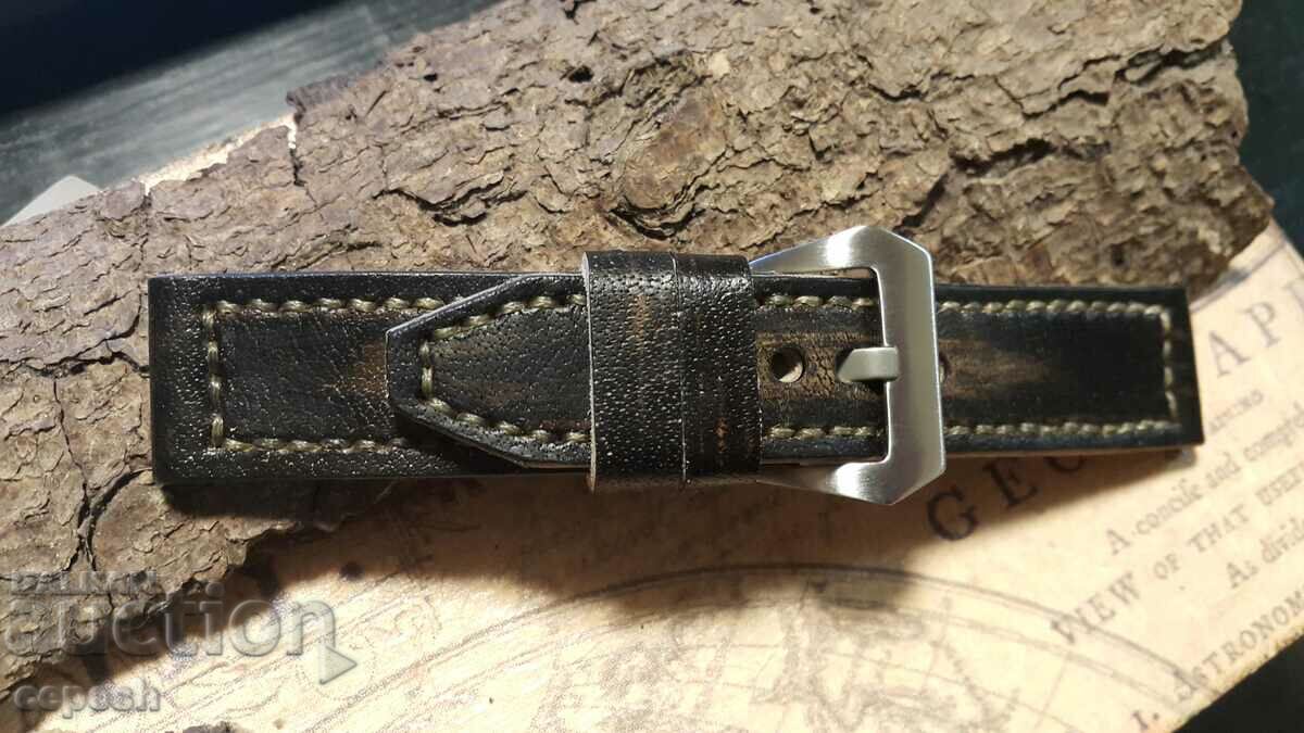 Leather Watch Strap 24mm Genuine Leather Handmade 199 - 5 Leather Watch Strap 24mm Genuine Leather Handmade 199 - 5