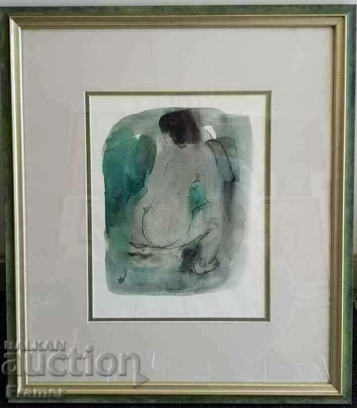 Dechko Uzunov 1899/1986 watercolor Nude body certificate ORIGINAL