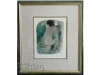 Dechko Uzunov 1899/1986 watercolor Nude body certificate ORIGINAL
