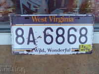 American state of Northern Virginia metal license plate