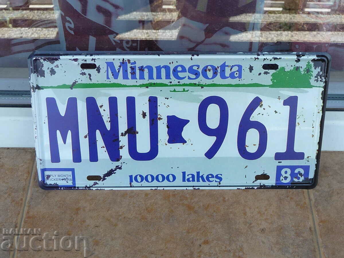 Метална табела номер кола американски щат Минесота езера
