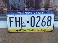 Placă de înmatriculare metalică a mașinii Statelor Unite ale Americii, Pennsylvania
