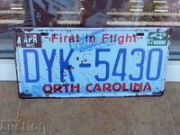 North Carolina US state car metal plate
