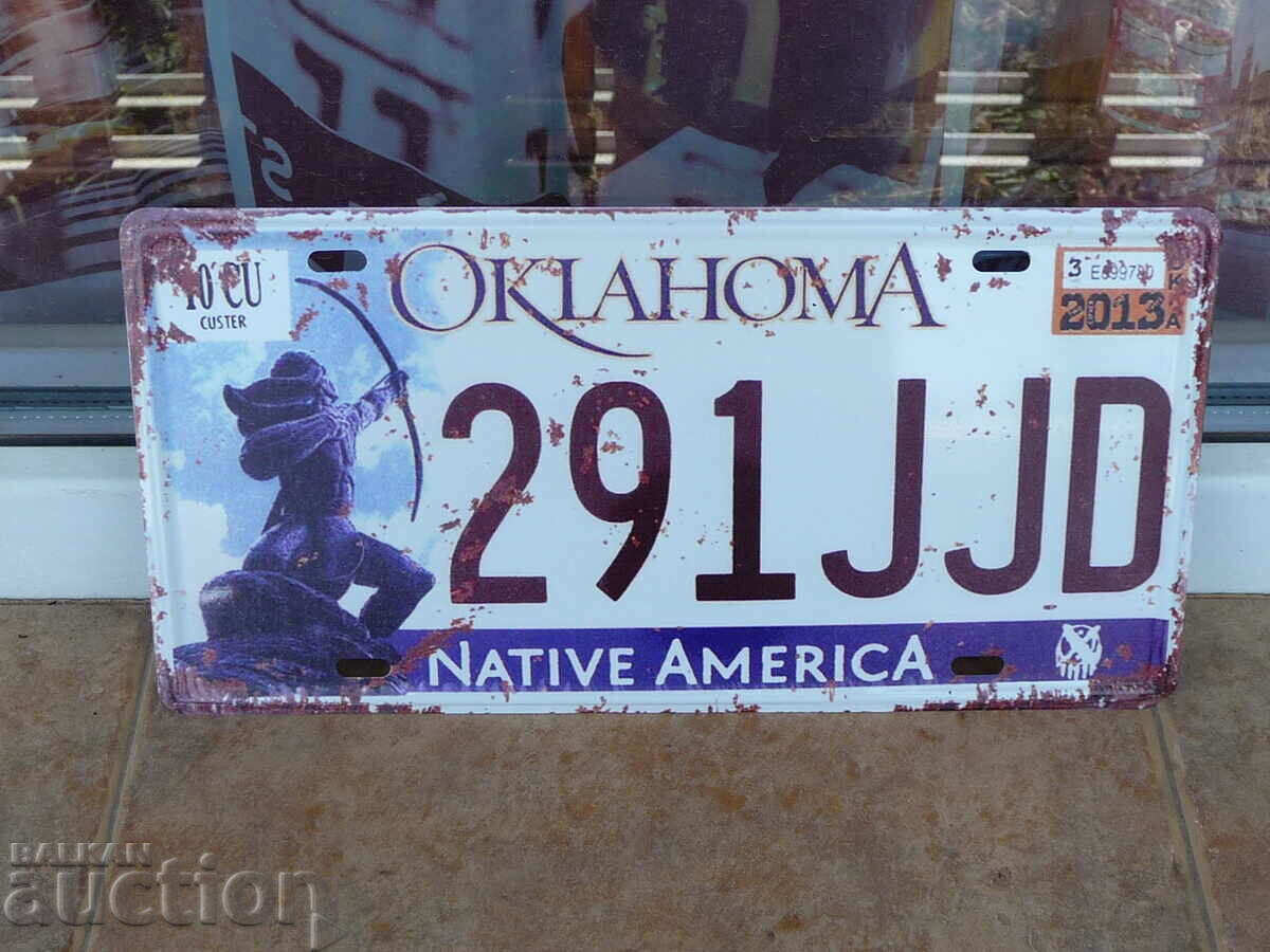 Placă de înmatriculare a mașinii din metal, statul american Oklahoma numere SUA