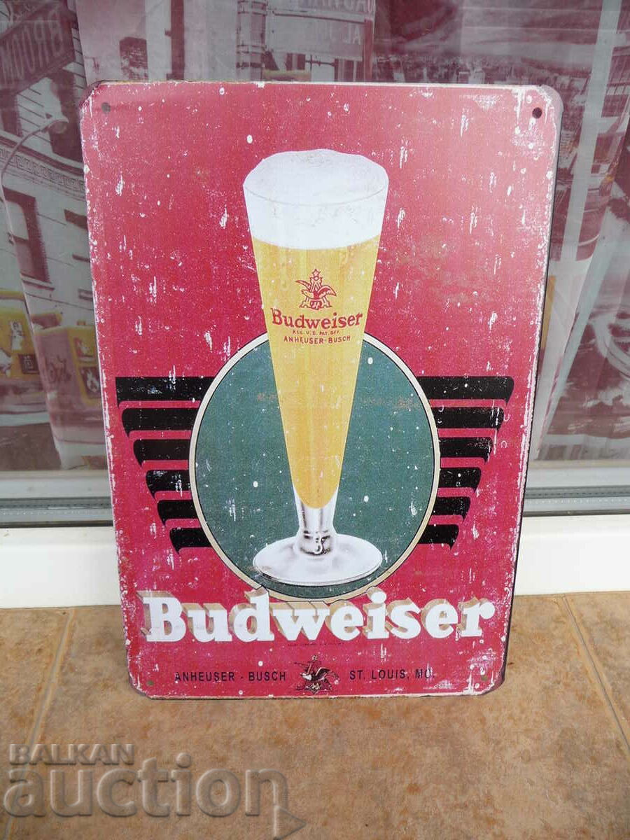 Метална табела бира Будвайзер Budweiser реклама бирен фест