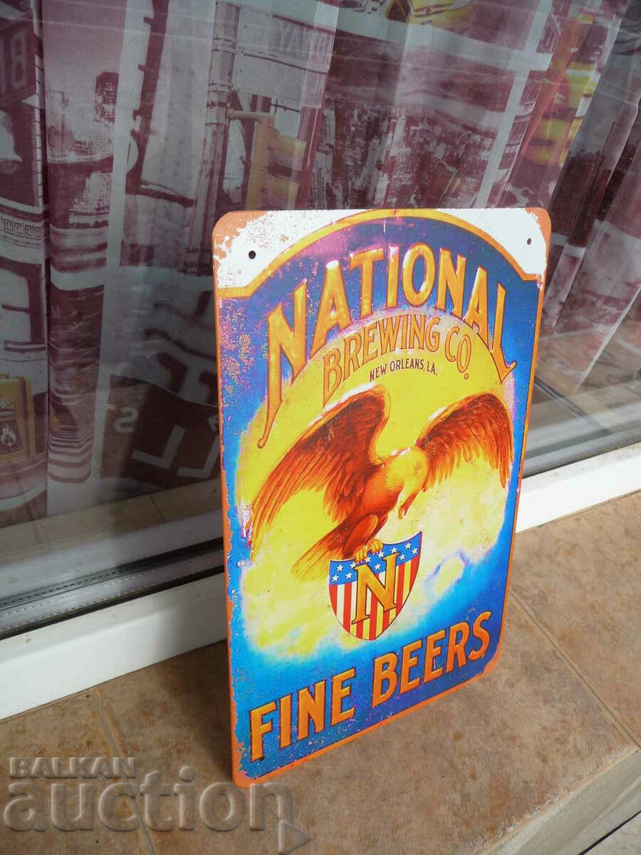 National Brewing co Fine beer metal sign advertising with price 18.00 BGN | € 9.20 National Brewing co Fine beer metal sign advertising with price 18.00 BGN | € 9.20