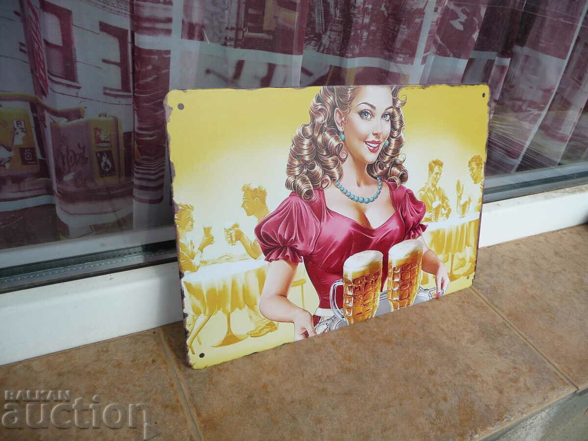 Metal sign beer pretty blonde offers her cheers with price 18.00 BGN | € 9.20 Metal sign beer pretty blonde offers her cheers with price 18.00 BGN | € 9.20