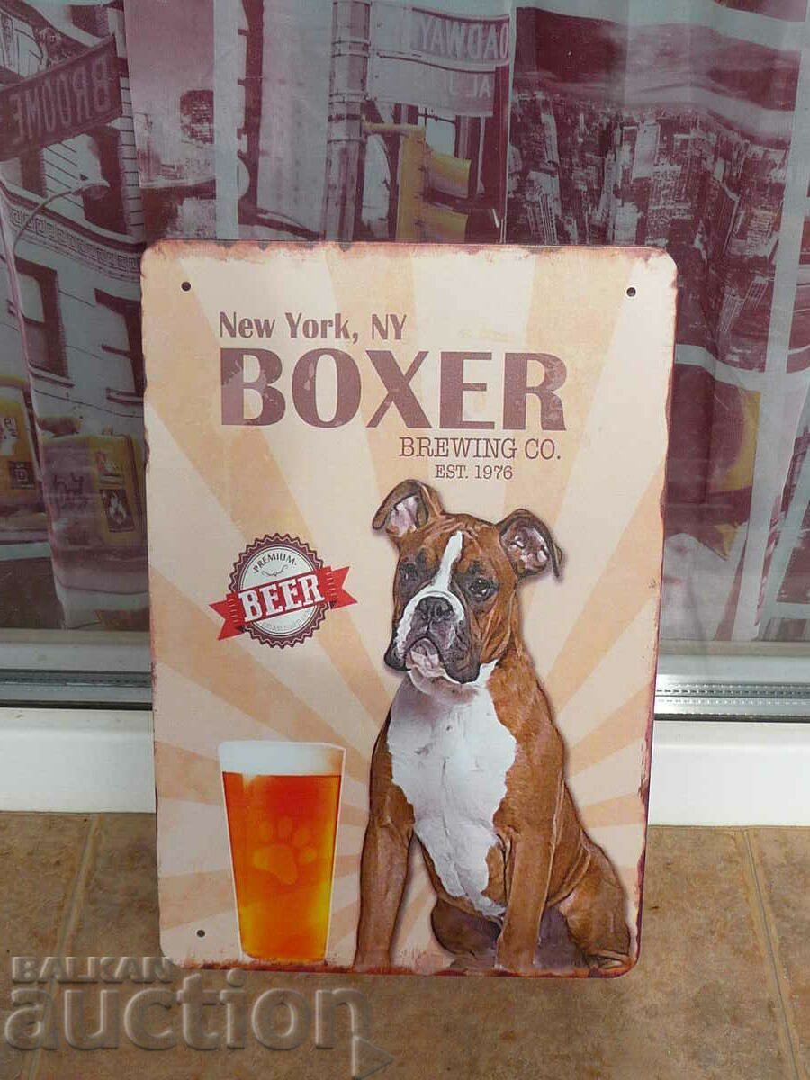 Метална табела бира Боксер куче Boxer за истински мъже преми