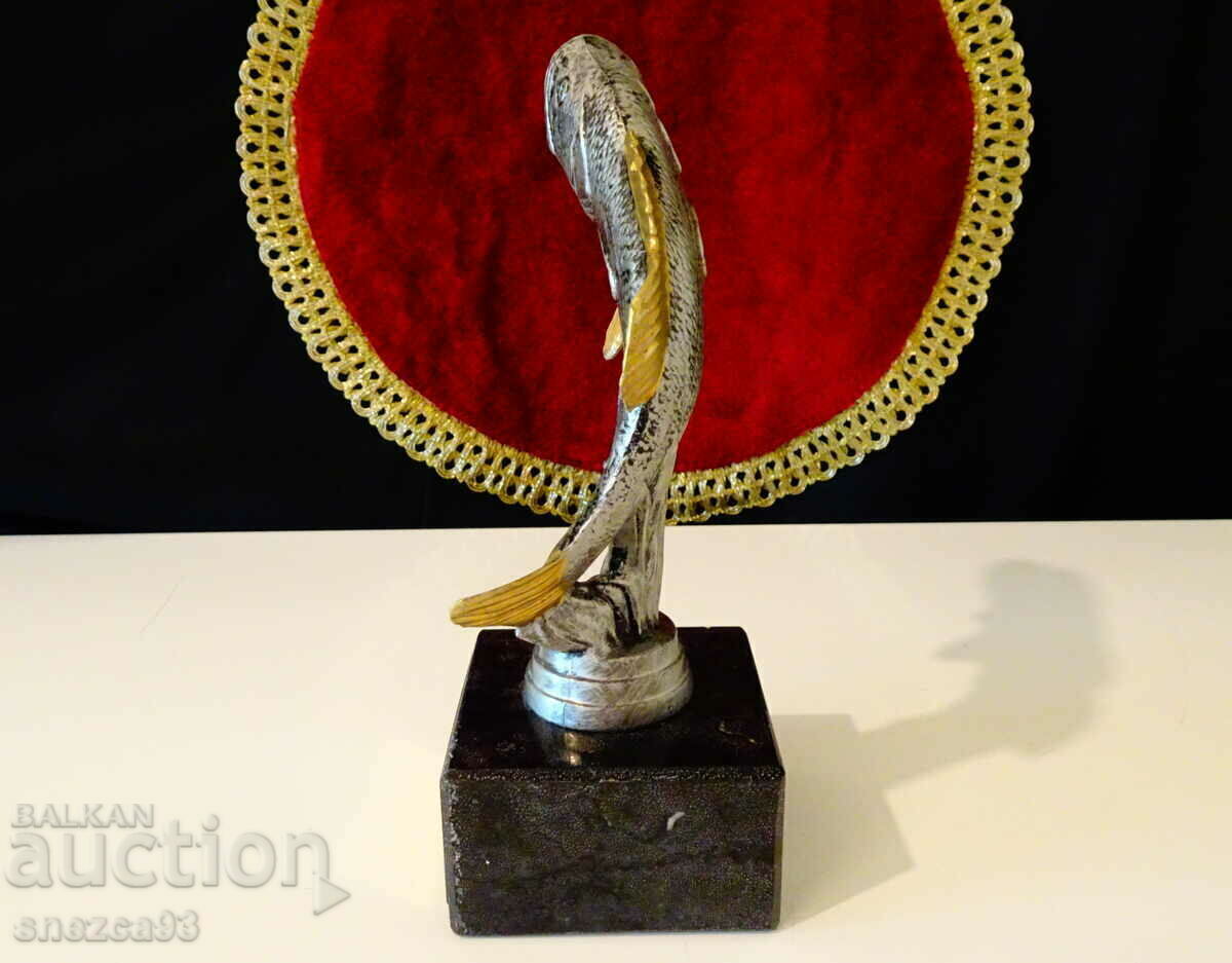 Tin Fish Figurine, Marble Base 620 gr - 5 Tin Fish Figurine, Marble Base 620 gr - 5