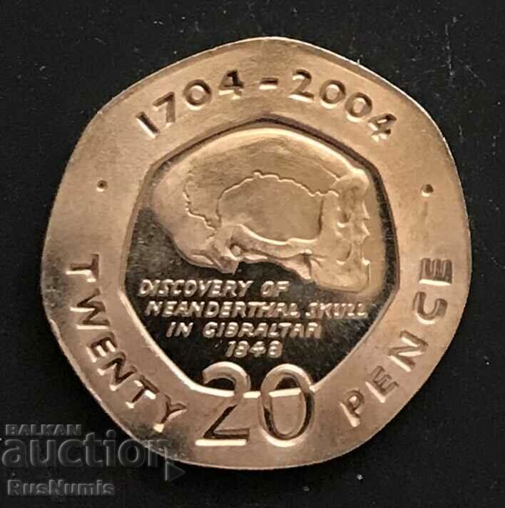 Gibraltar.20 pence 2004.The Conquest of Gibraltar.UNC.