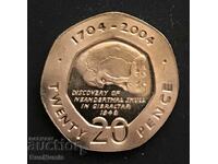 Gibraltar.20 pence 2004.The Conquest of Gibraltar.UNC.