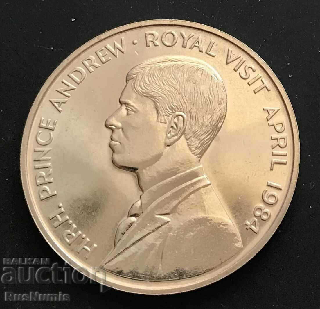 Insula Sfânta Elena. 50 pence 1984 Prințul Andrew. UNC.