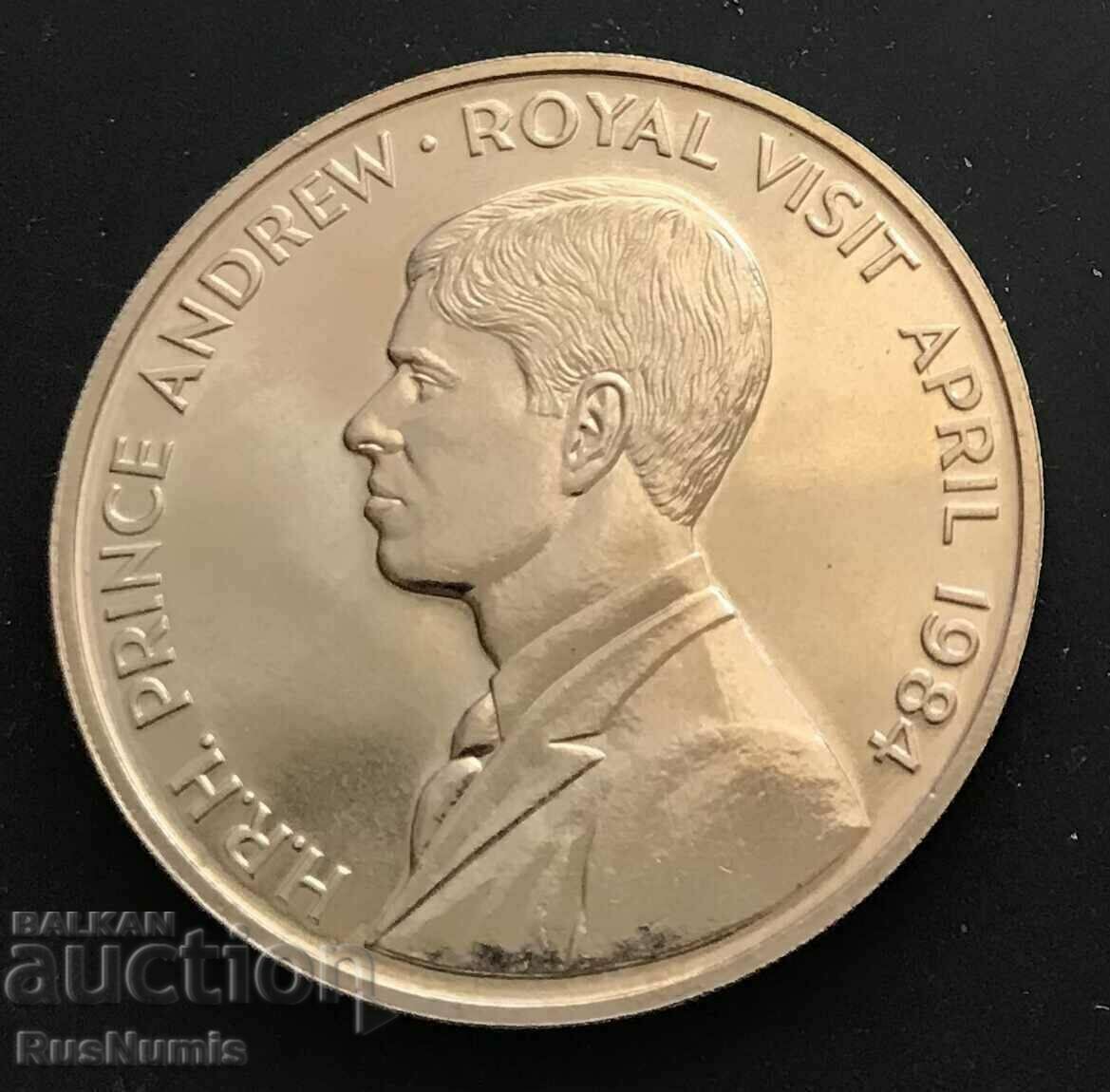 Insula Ascensiunii. 50 pence 1984 Prințul Andrew. UNC.