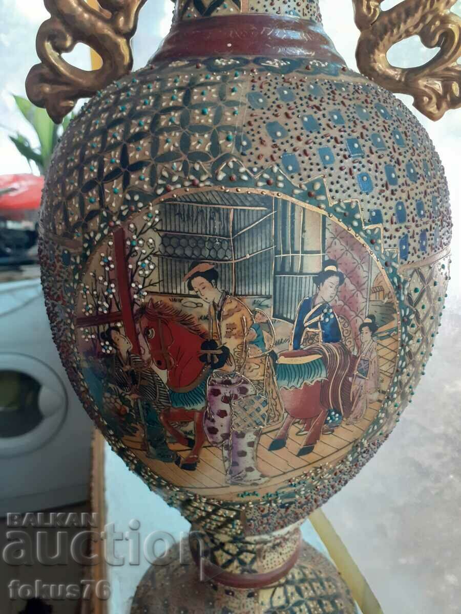 Large old Satsuma vase, hand painted, Satsuma gilt - 6 Large old Satsuma vase, hand painted, Satsuma gilt - 6