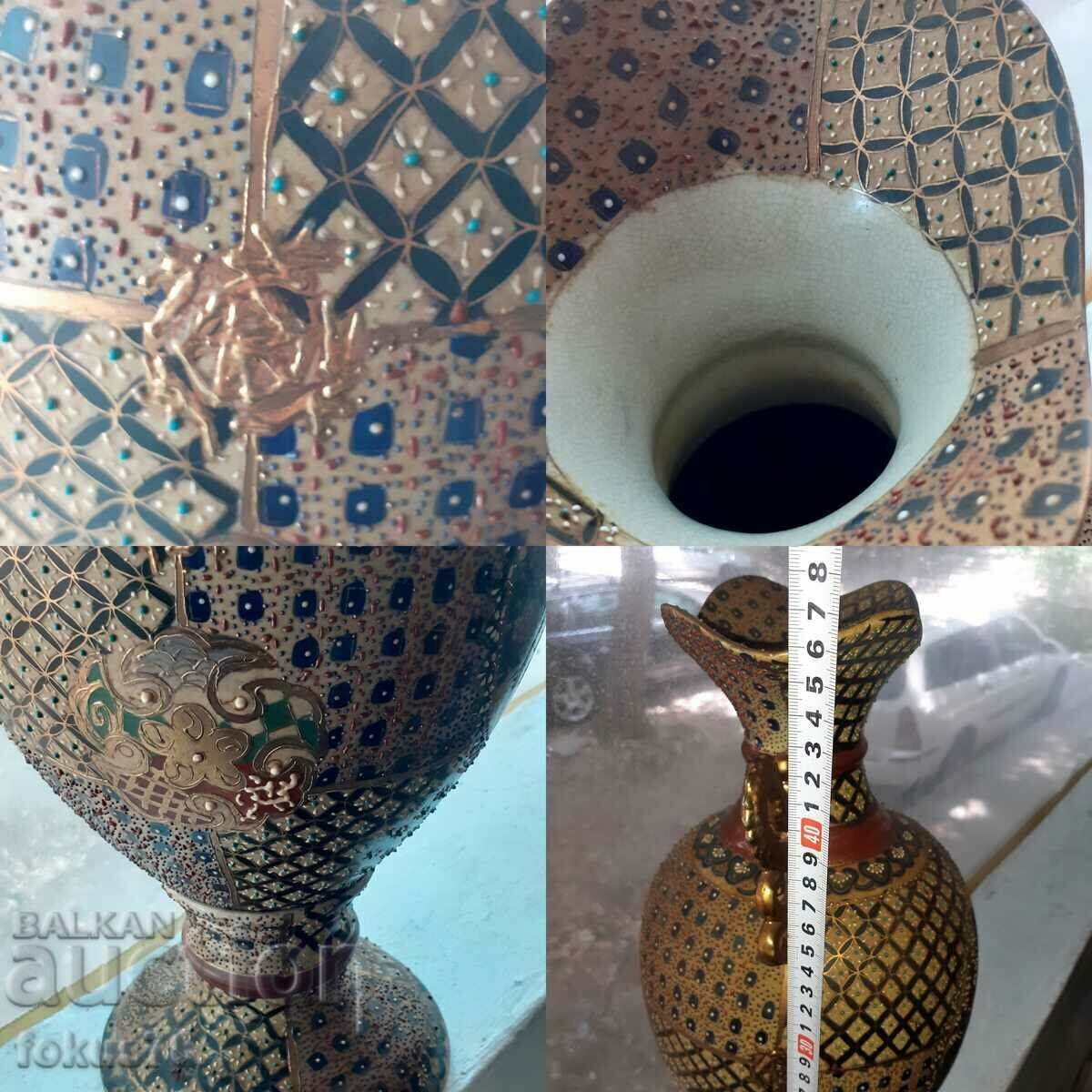 Large old Satsuma vase, hand painted, Satsuma gilt - 7 Large old Satsuma vase, hand painted, Satsuma gilt - 7