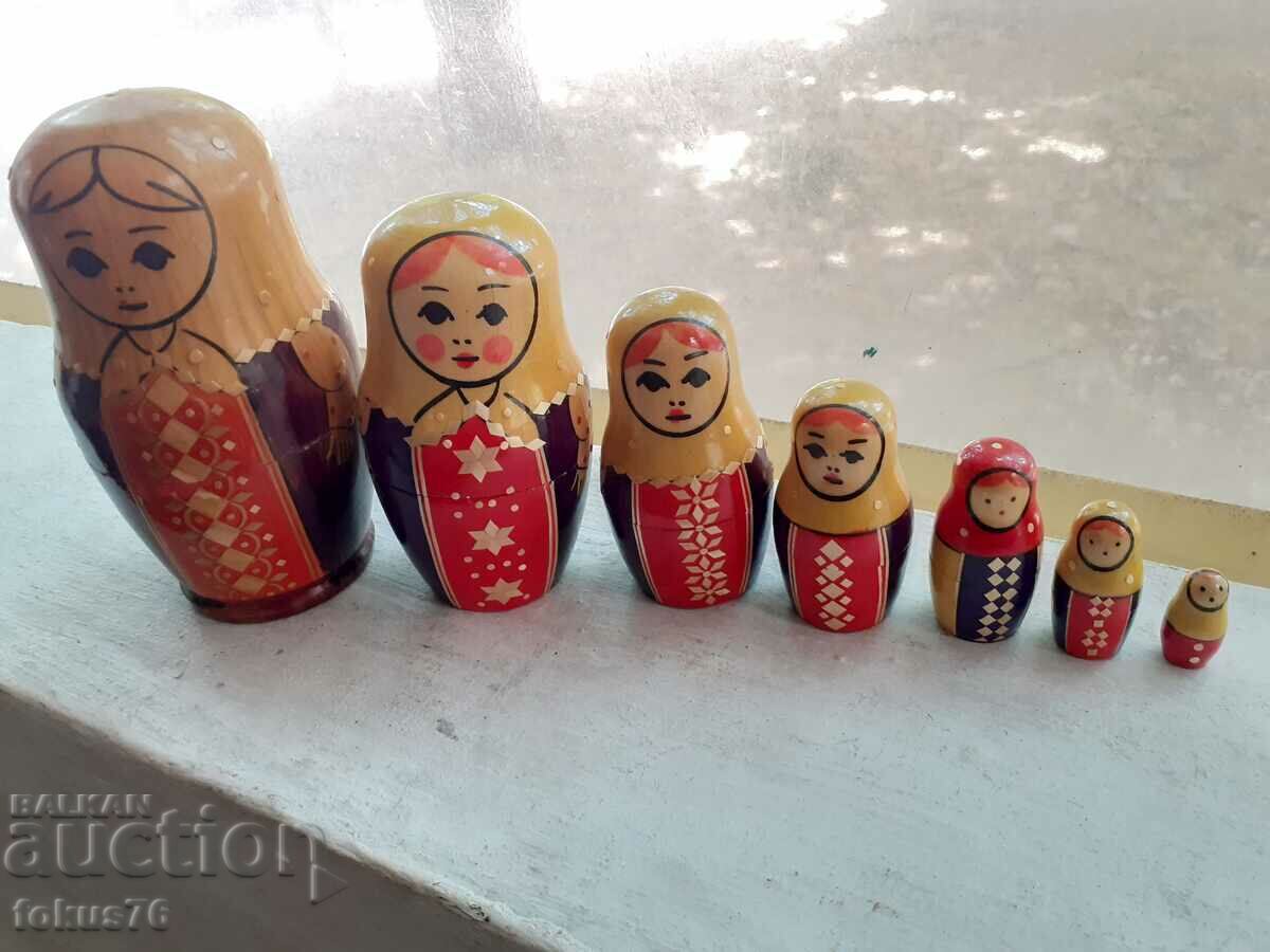 Стара руска кукла матрьошка с интарзия 7 броя