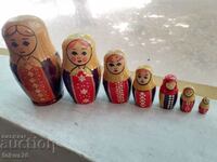 Old Russian matryoshka doll with inlay 7 pieces