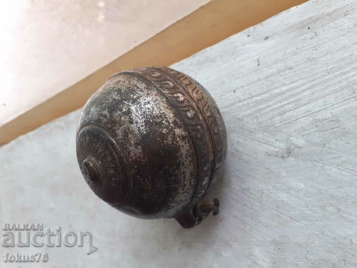 Unique old Ottoman bronze container for gunpowder or other with price 390.00 BGN | € 199.40