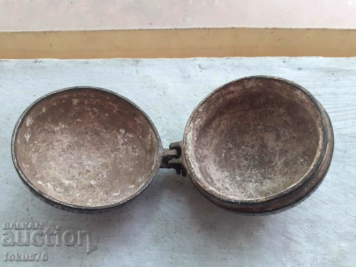 Unique old Ottoman bronze container for gunpowder or other - 5