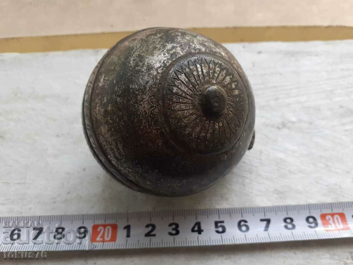 Unique old Ottoman bronze container for gunpowder or other - 7